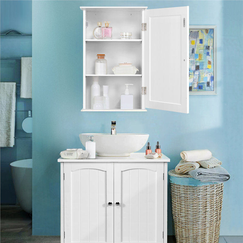 Wall Bathroom Cabinet with Single Door, White