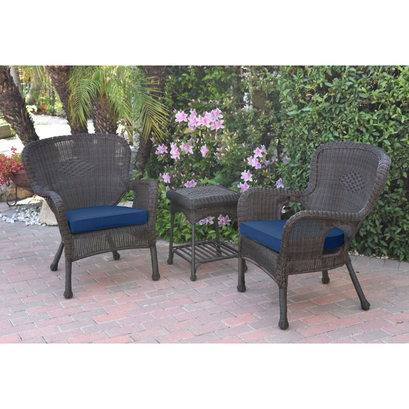 Batchelder 2 - Person Patio Conversation Set with Cushions, Blue, Espresso