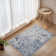 Abstract Machine Washable Blue No-Skid Area Rug