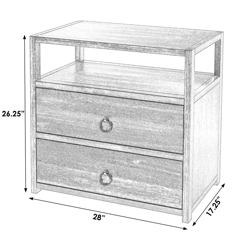 Lark 2 Drawer Wide Nightstand, Natural