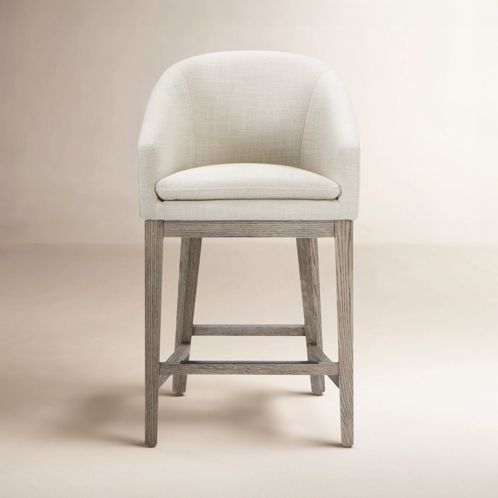 Bethea Counter Stool With Arms, Effie Linen Performance Linen