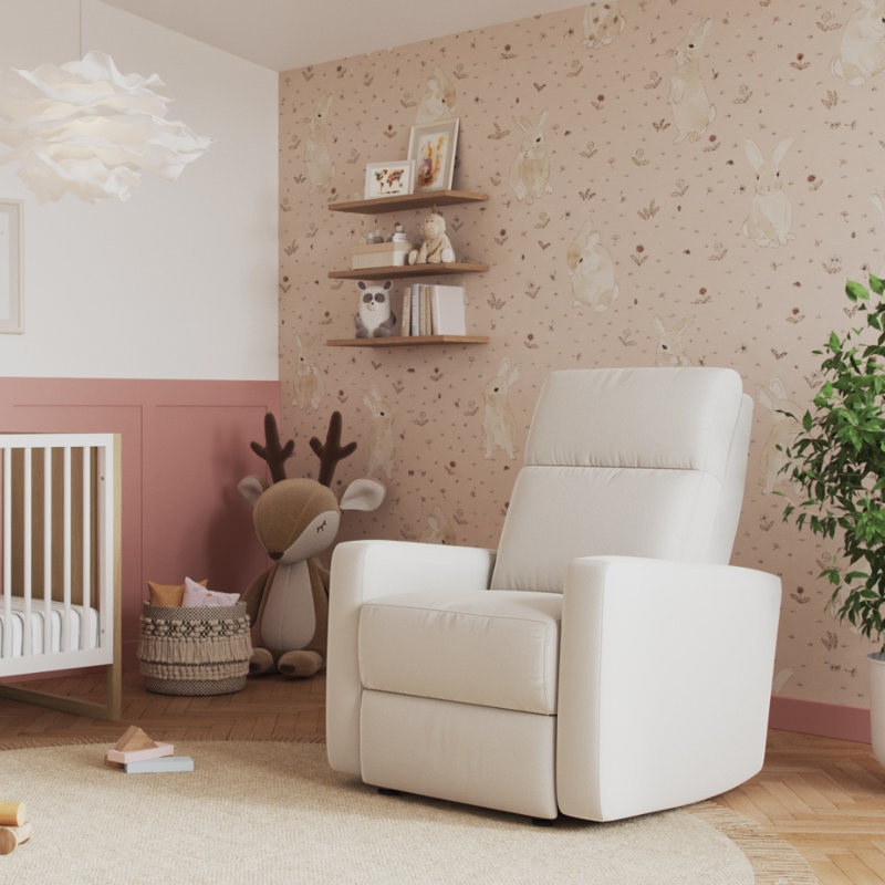 Nurture& The Manual Premium Modern Recliner Nursery Glider Chair with Spill, Stain Proof Fabric, Ivory