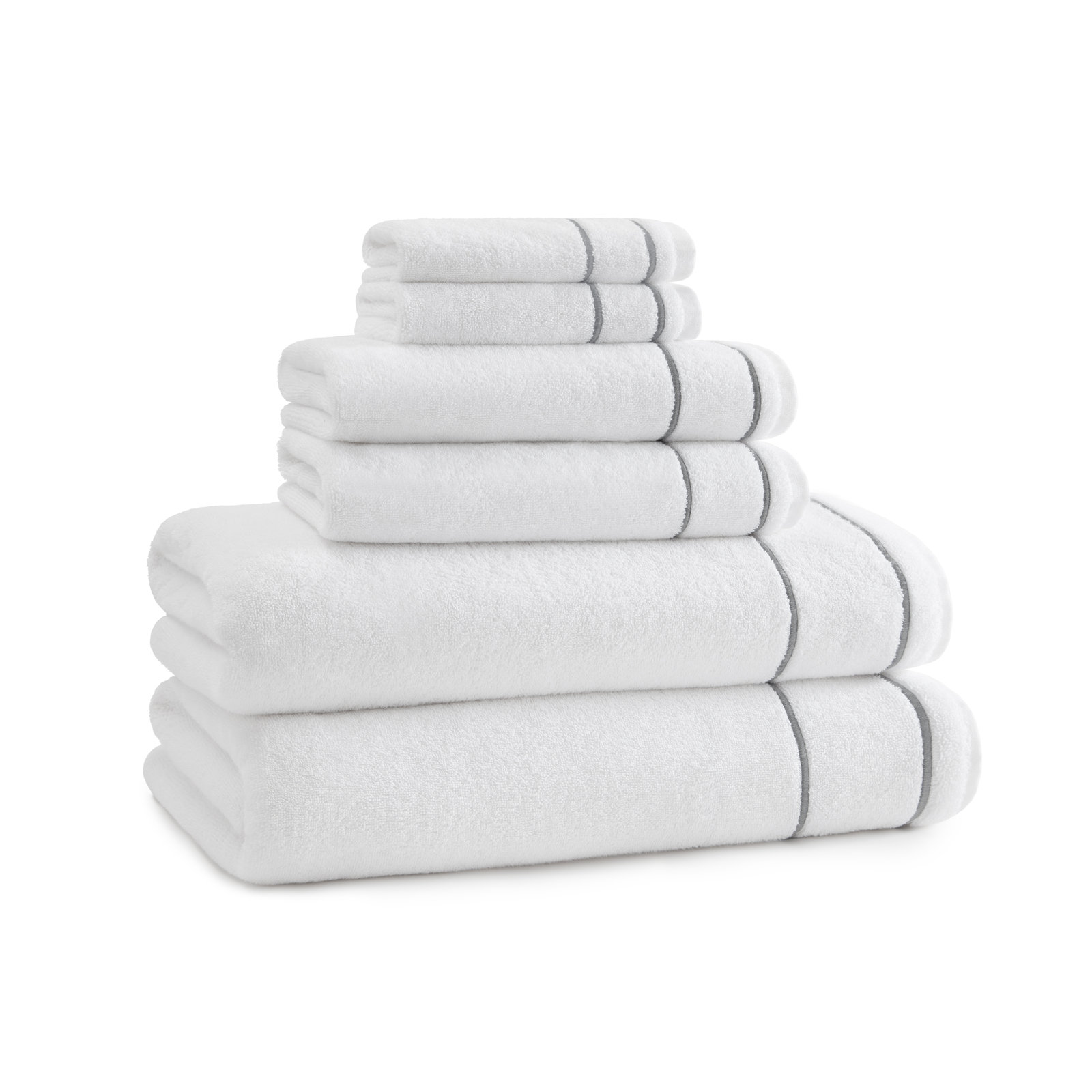 Lillet Cotton Hand Towel, White/Gray