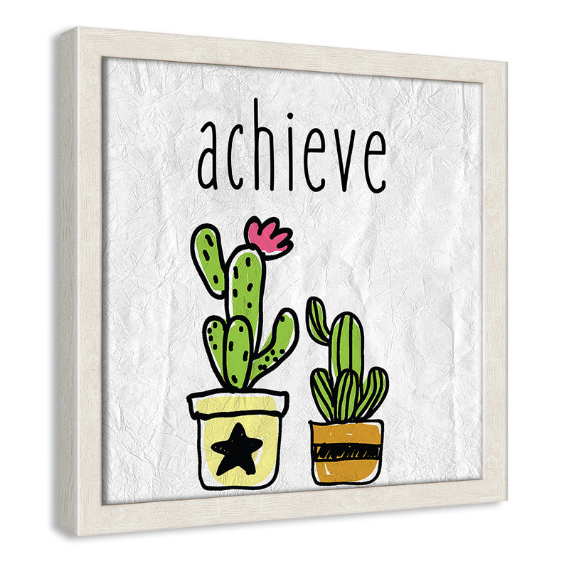 Impression sur papier Cacti C, Encadré de boîte à grain de bois blanc, H 12 po x l 12 po x P 1,18 po