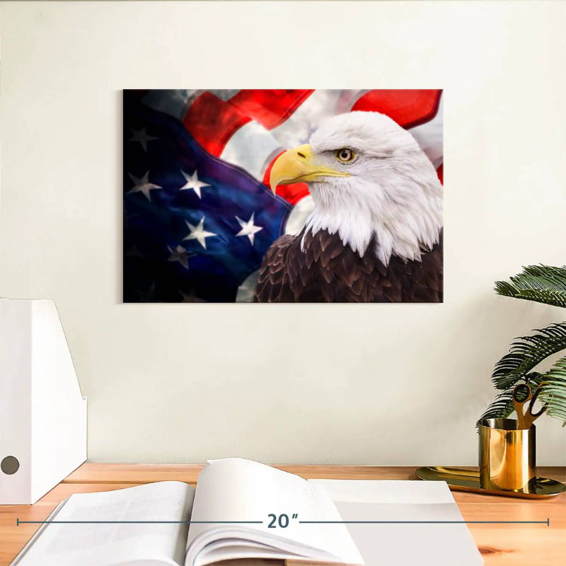 Drapeau des États-Unis et aigle américain, H 8 po x l 12 po