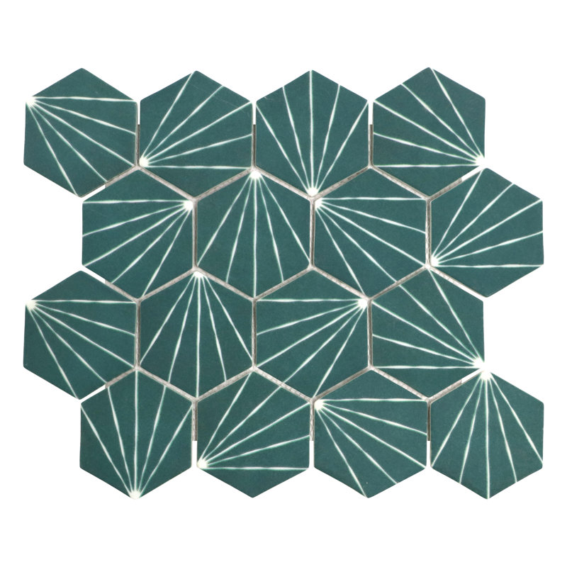 Carrelage mosaïque mural 11,8 po x 10,2 po Art Deco, Vert