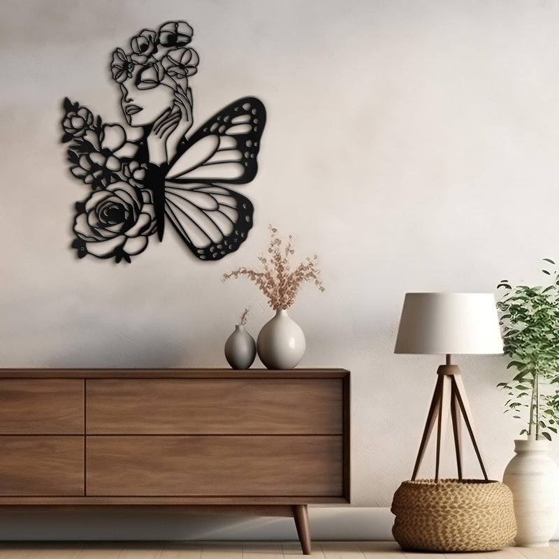 Wall Decor Metal, 36" H x 24" W x 0.05" D, Black