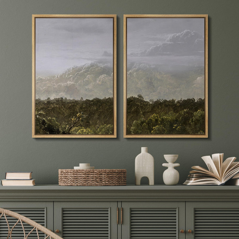 «Misty Rainforest Canopy Dual Panel», 2 pièces sur toile, Naturel, H 24 po x l 32 po