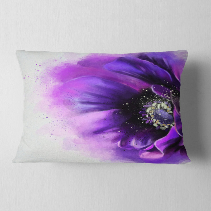 Coussin décoratif imprimé floral mauve à motif de coquelicots