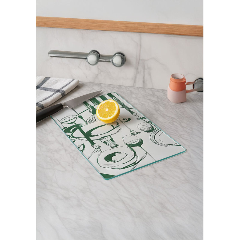 Durable Tempered Glass Cutting Board, 7.9 x 11.8 inches | 100% Antibacterial, Non-Slip Silicone Feet | Easy Clean Surface, Perfect for Food Prep & Kitchen Use, Not Dishwasher, Microwave, or Oven Safe