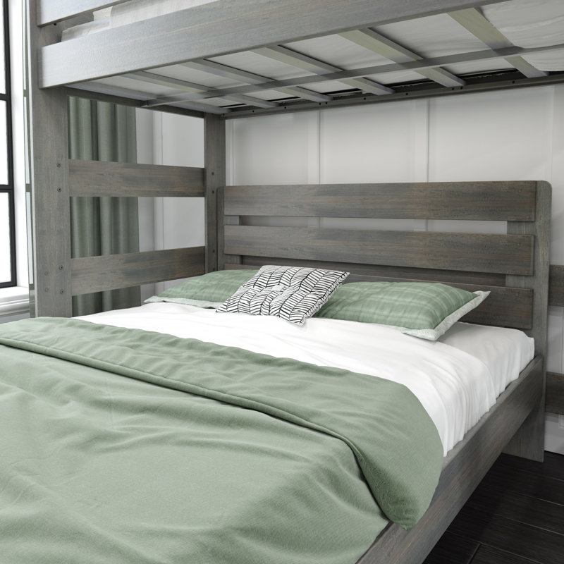  Doyle Solid Wood L-Shaped Bunk Beds, Driftwood, Queen