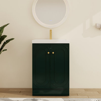Meuble-lavabo sur pied simple 36 po avec plateau en résine Hunar