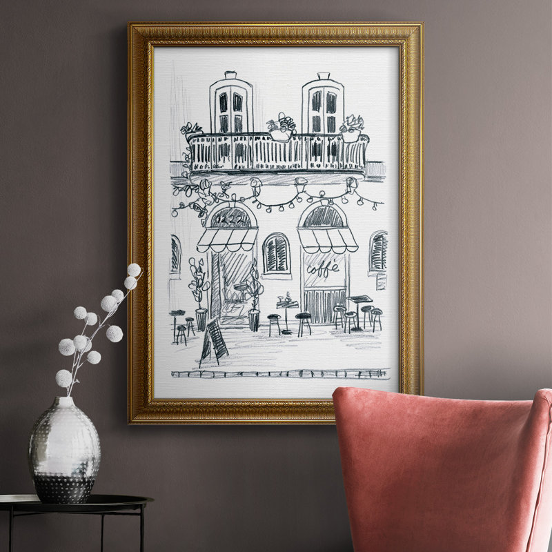 «Italian Street S Croquis II», toile encadrée de qualité supérieure - prête à être accrochée, 20" H x 16" W x 2.5" D