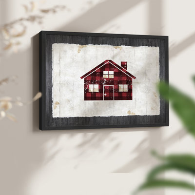 Maison à carreaux - reproduction encadrée - réversible