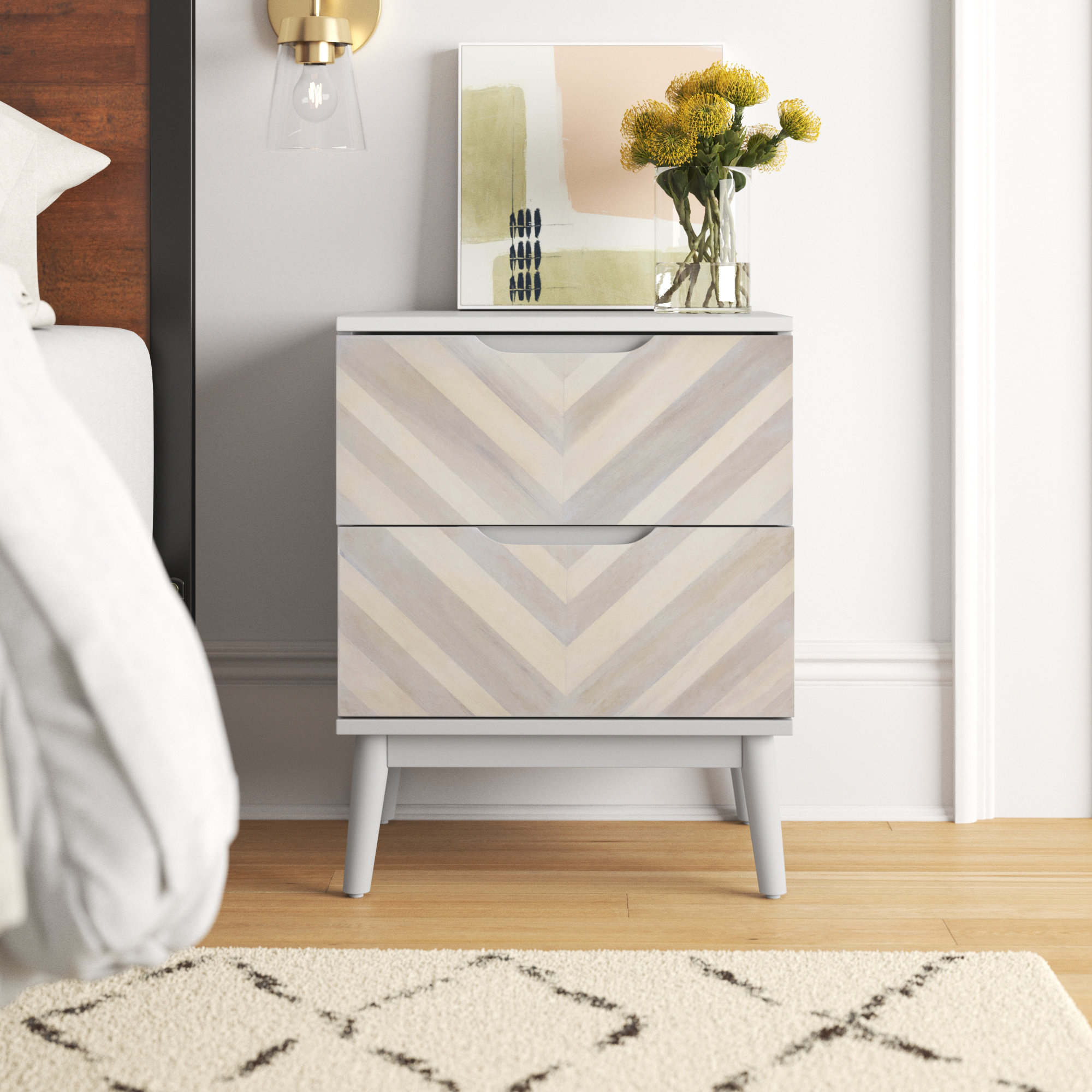 Wade Logan® Adelmira 2 Draw Patterned Nightstand | Wayfair