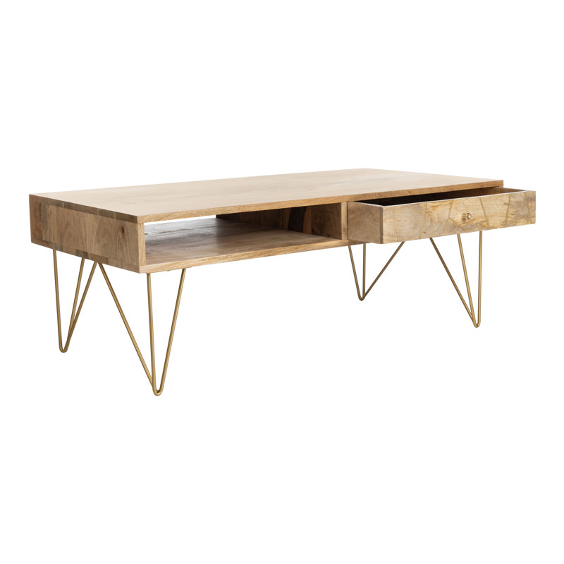 Resch Solid Wood Top Single Coffee Table, Natural, Natural