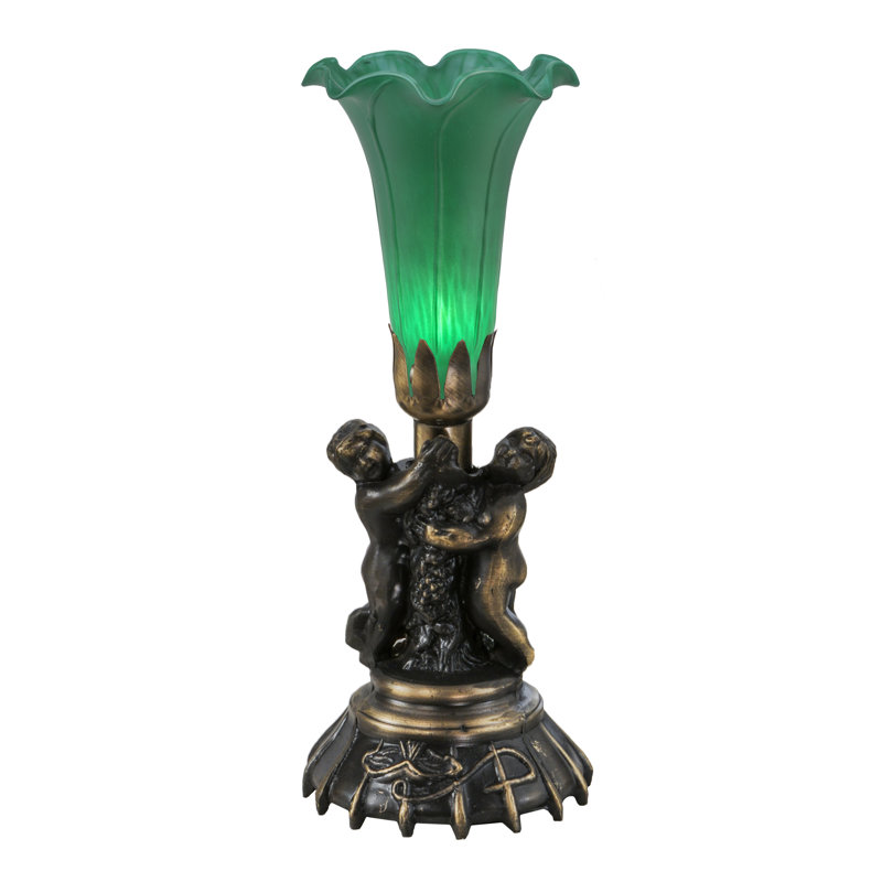 Twin Cherub Torchiere Table Lamp, Green
