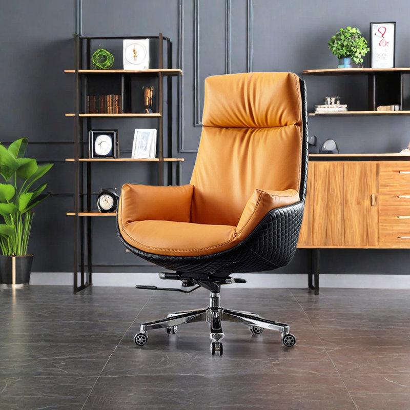 Fauteuil de direction ergonomique avec dossier inclinable, Orange