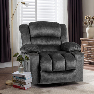 Wide Upholstered Swivel Rocker Recliner Chair