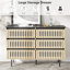 Commode de chambre cannelée à 6 tiroirs, design minimaliste moderne à deux tons