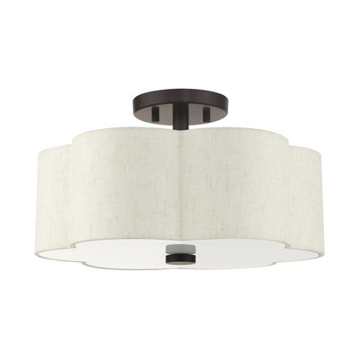 Copper 3 Light Linen Blend Semi Flush Mount