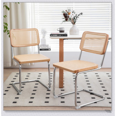 Ensemble de 2 chaises de salle à manger élégantes en velours de rotin de style Mid-Century moderne pour le confort et le style