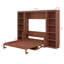 Lit escamotable double avec bureau, cadre de lit mural pliable en bois avec tablettes de bibliothèque, armoire de lit murale cachée pour adulte-307857534