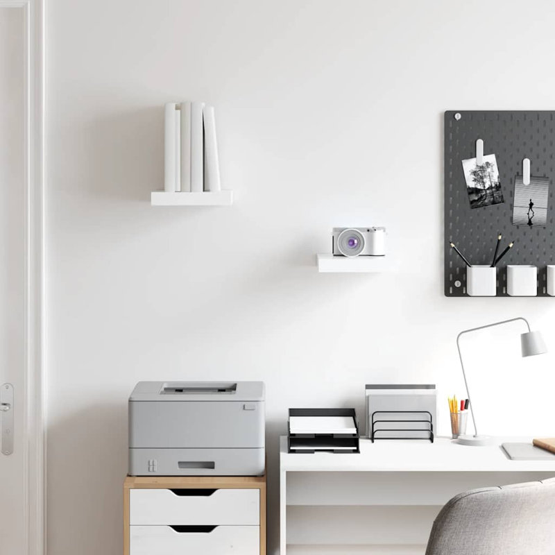 Tablette murale Tablette flottante à fixation murale pour cadre photo, H 1,5 po x l 9,3 po x P 9,1 po, Blanc très luisant