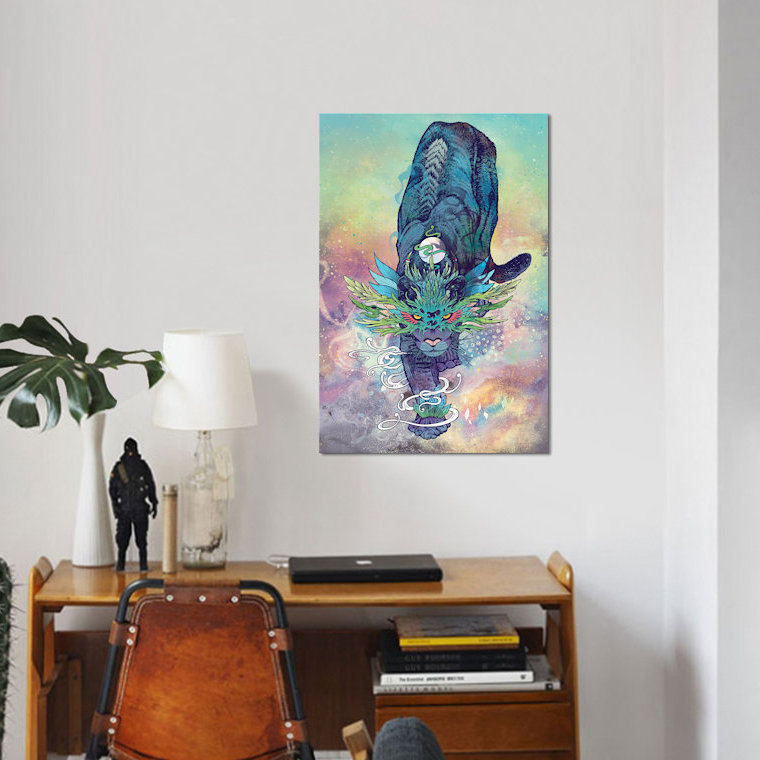 Spectral Cat par Mat Miller - impression sur toile, H 40 po x l 26 po x P 1,5 po, Papier d'art encadré noir, Pas de tapis