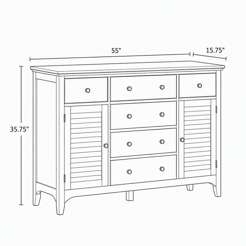 Spacious Sideboard with Drawers and Adjustable Shelves