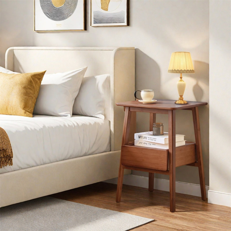 Versatile Bedside Table With Drawer, Walnut