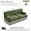 Canapé de style Chesterfield en velours doux, conception capitonnée à boutons, jupe de frange à franges sur le plancher, facile à assembler, combinaison libre, pour les salons-889721984