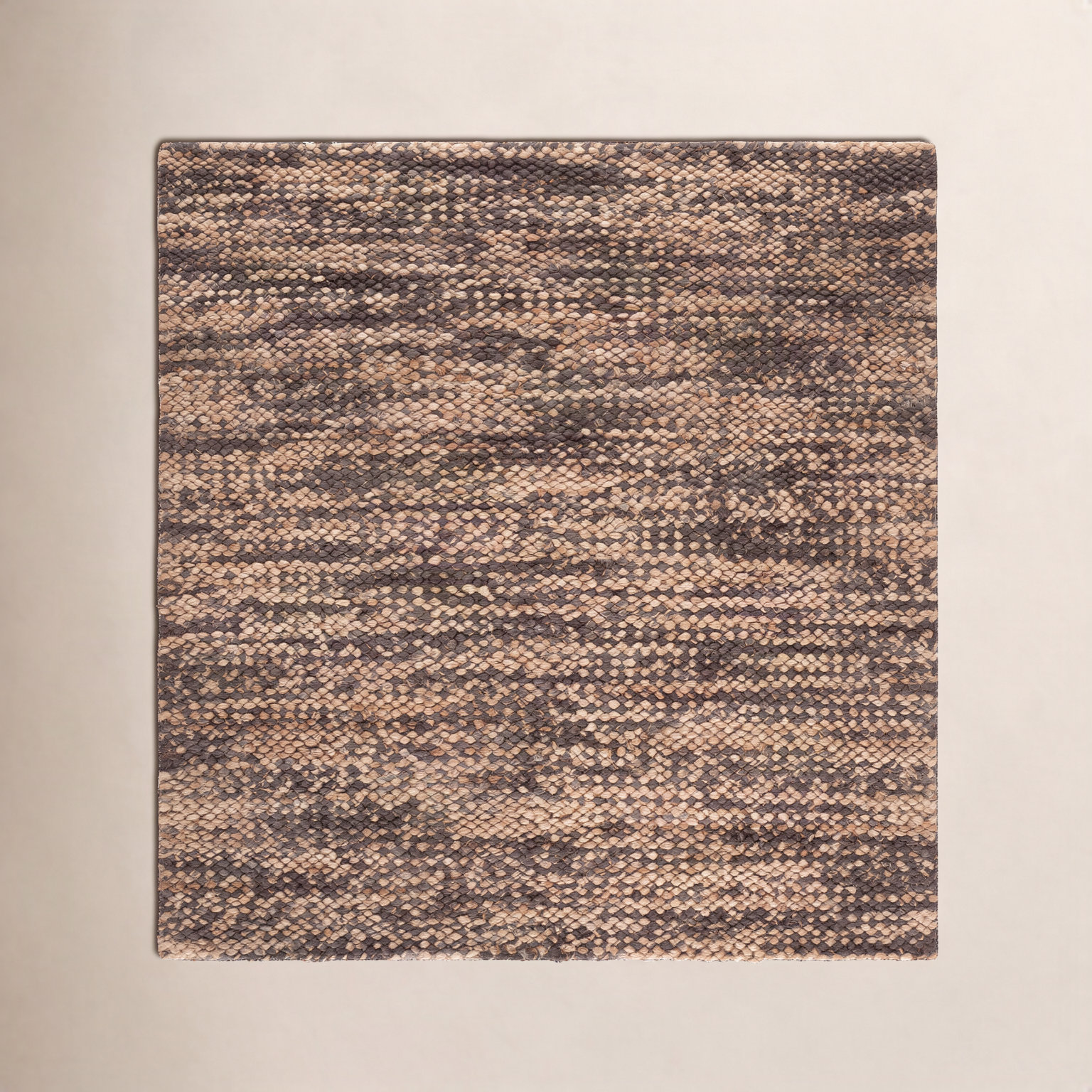 Hand-Woven Abstract Jute Rug, Square 2'