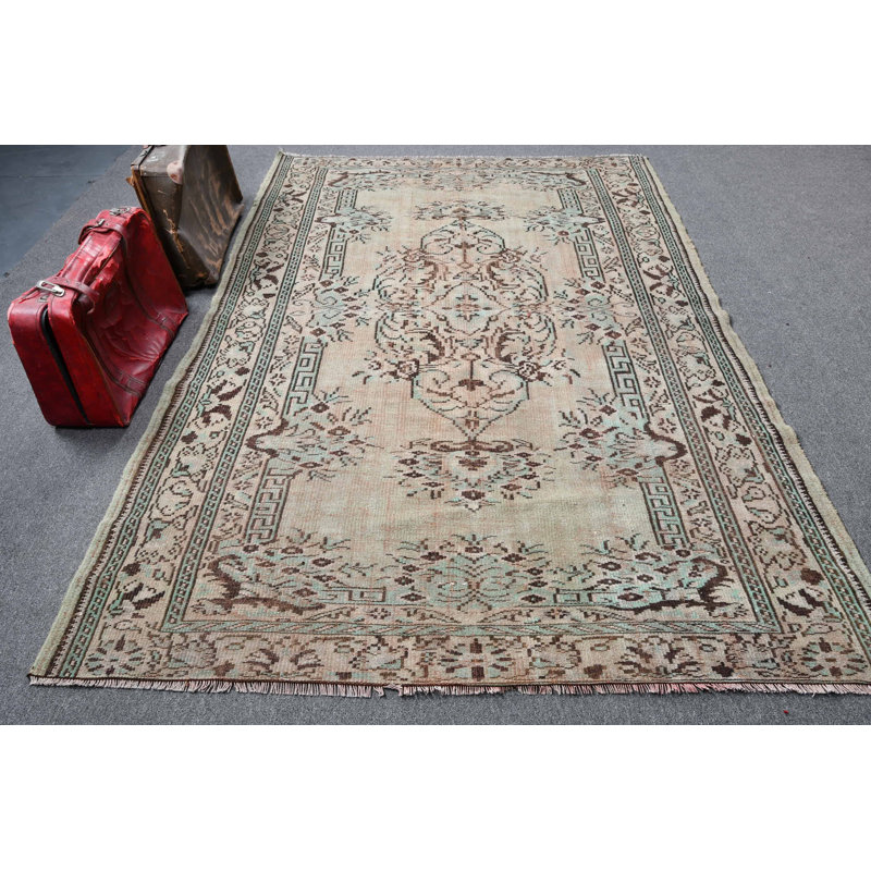 Grand tapis Oushak turc fait à la main, idéal pour décorer un salon de style bohémien