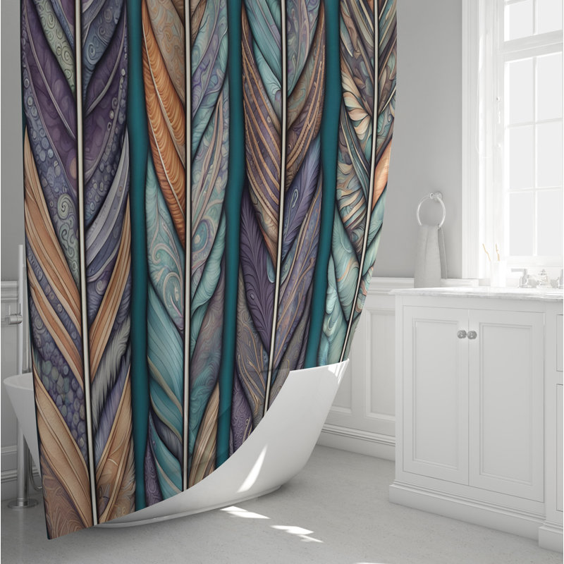 Rideau de douche abstrait Dhurpati, H 72 po x l 70 po