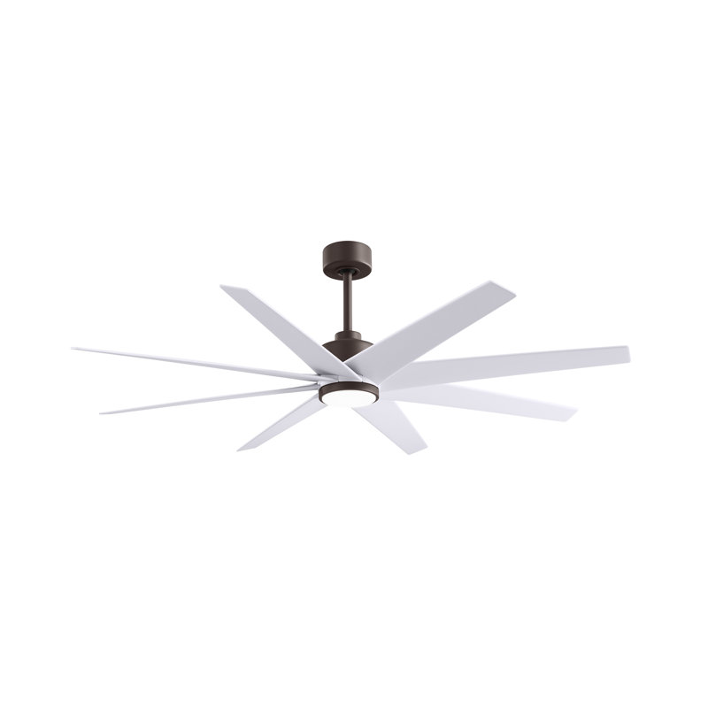 Ariella - Ventilateur de plafond à huit pales - DEL intégrée, Bronze texturé, Blanc mat