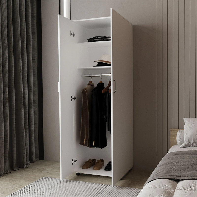 Armoire blanche avec 2 portes et tringle