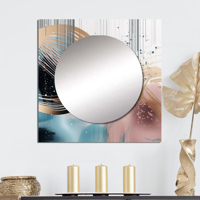 Ajax - Grand miroir carré abstrait en marbre pour décoration murale