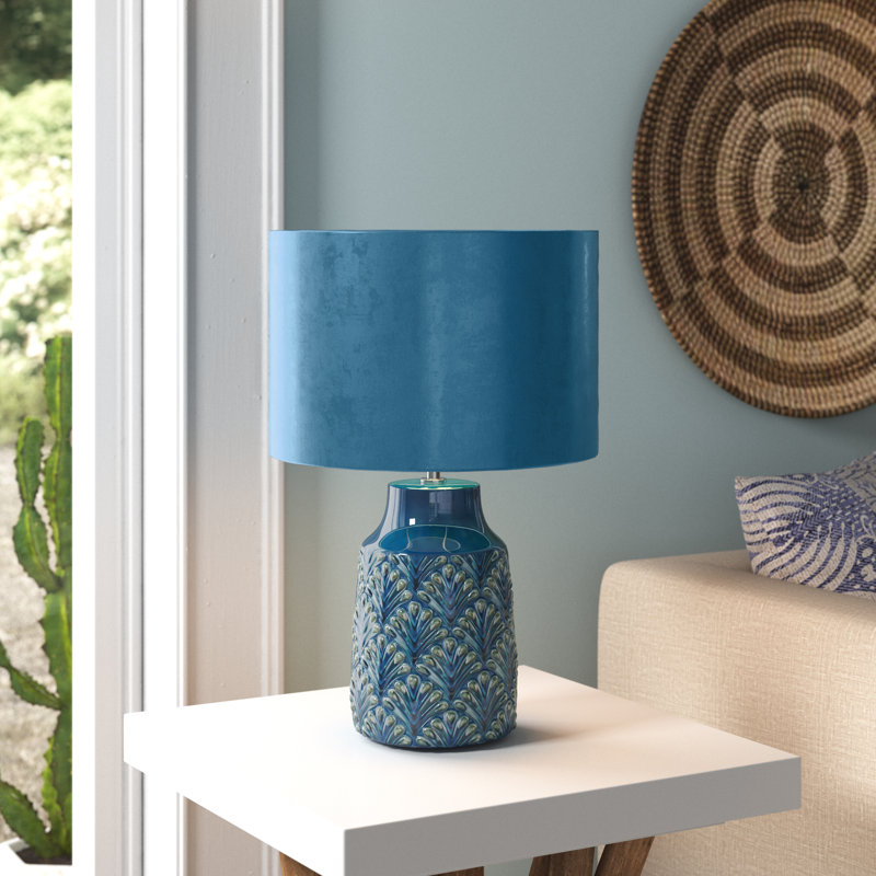 Taoran Ceramic Table Lamp, Teal