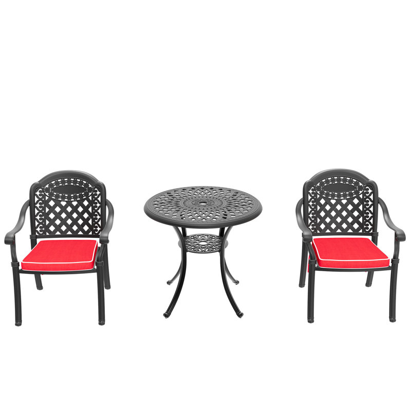 Outdoor Cast Aluminum Furniture With Supportive Cushions Patio For Garden Relaxation, 2