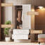 Armoire-penderie en bois avec 2 portes, 2 tiroirs et tringle, meuble de rangement autoportant pour chambre à coucher