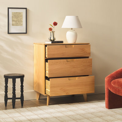Yarber Groove 3 Drawer Solid Wood Chest