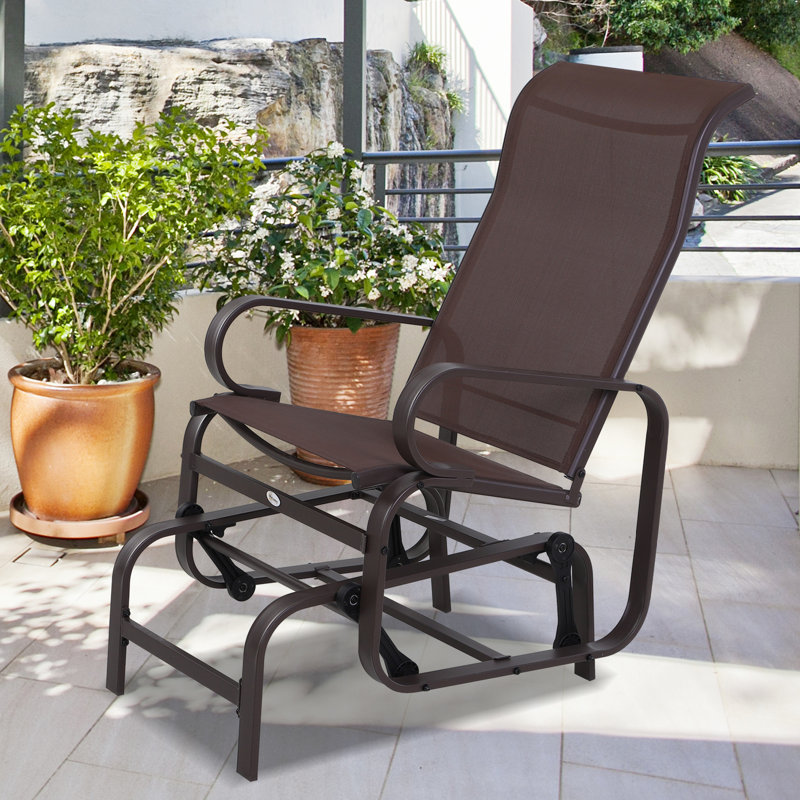 Fauteuil coulissant de porche, brun - conception ergonomique, à bascule lisse, pour fauteuil de cour arrière confortable, robuste, de patio