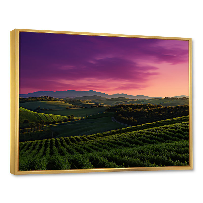 Impression sur toile Tuscany Twilight I, Cadre flottant doré, H 24 po x l 32 po