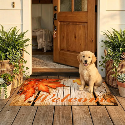  Non-Slip Indoor Outdoor Door Mat, 24"x36",Light Wood Fall