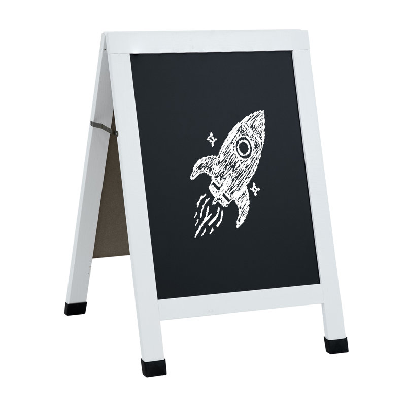 30" x 20" Magnetic A-Frame Chalkboard with Chalk and Eraser - White