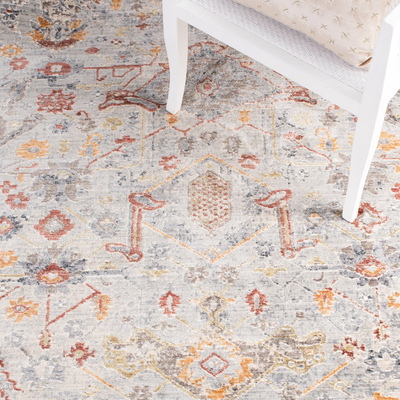 Tapis oriental gris clair / brun, Rectangle 5 pi 1 po x 7 pi 6 po