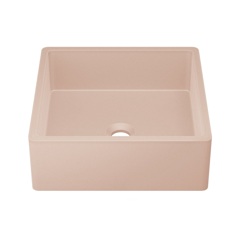 Lisse 15.5" Concrete Square Vessel Sink, Matte Blush