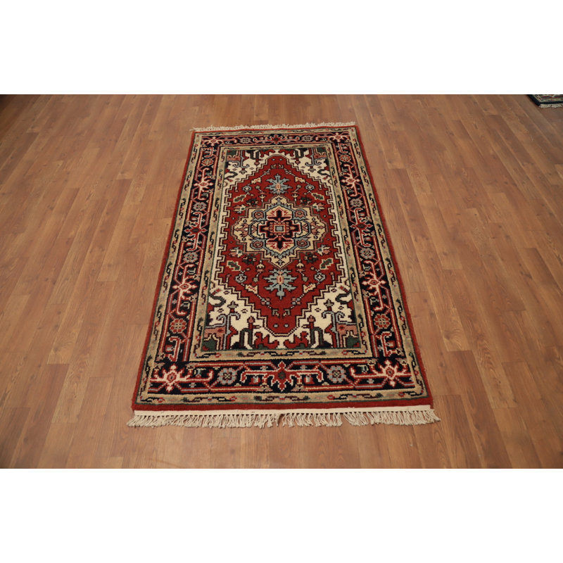 Tapis géométrique traditionnel en laine fait à la main 3 x 5