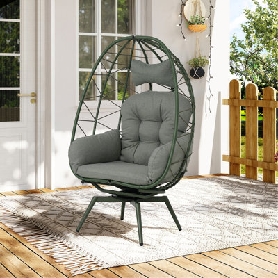 Fauteuil surdimensionné pivotant à 360 ° en rotin pour l'intérieur et l'extérieur avec coussins épais et amovibles